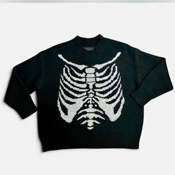 5/$25 - Boxy Fit Skeleton Sweater - Picture 1 of 2